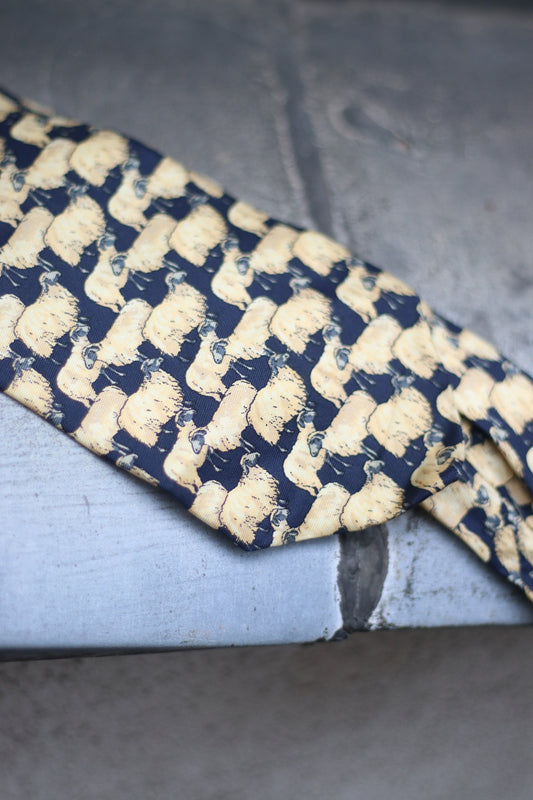 90s Silk Sheep Print Tie | Whimsical Necktie Menswear Suit tie