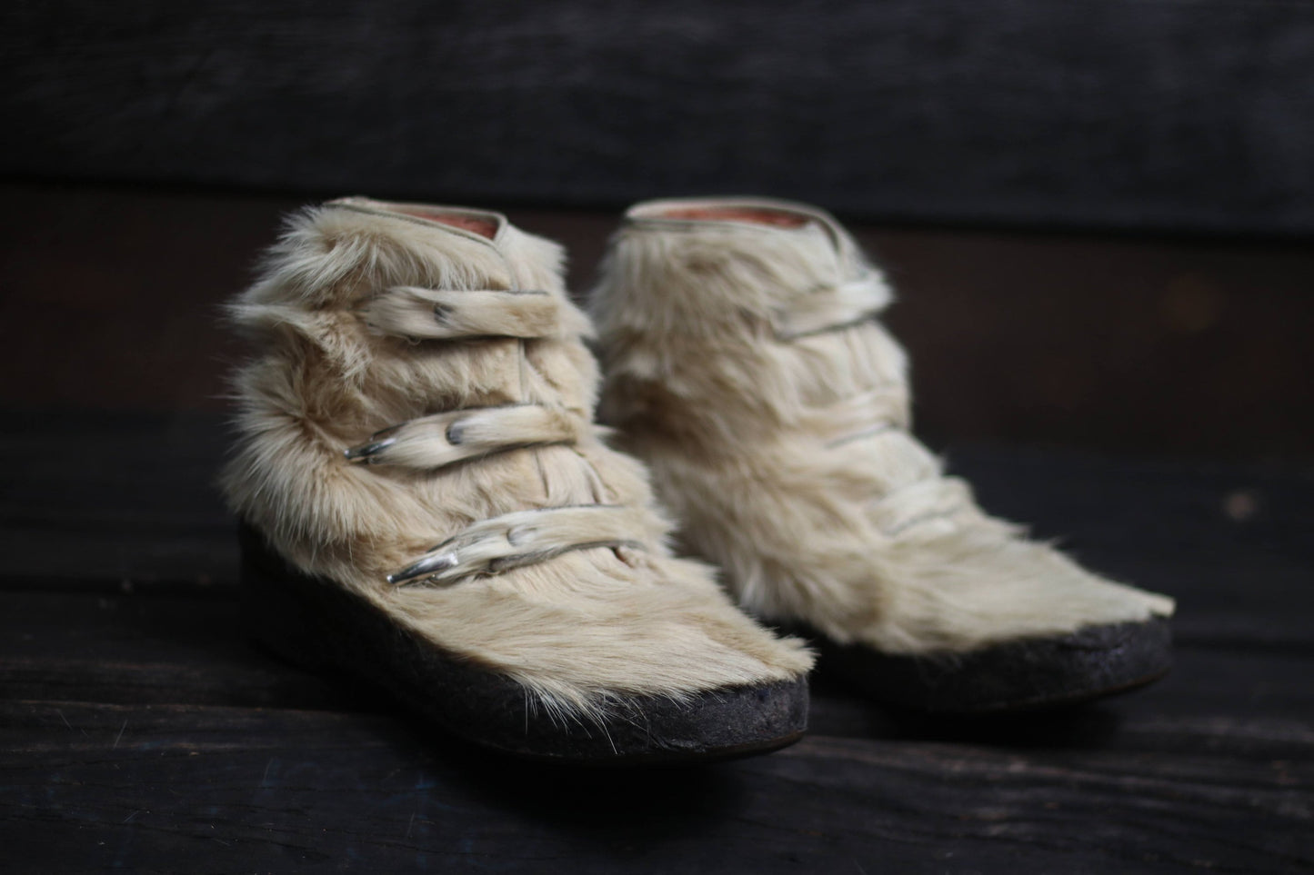 70s Fur Boots in light Grey | Vintage Cozy Winter Boots | Maximalist winter footwear