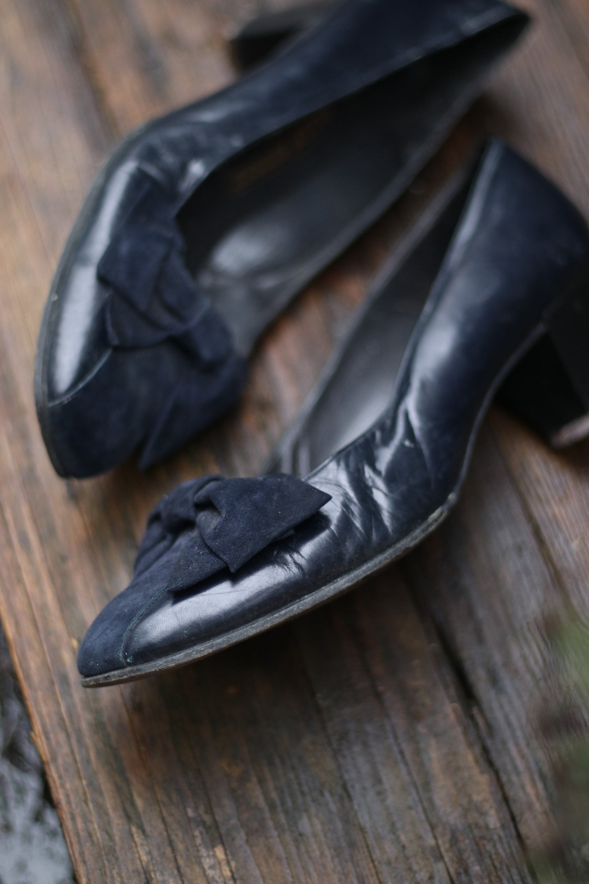 80s Bally Suede Pumps| Vintage blue heels with bow details | Classic Capsule Collection Shoes