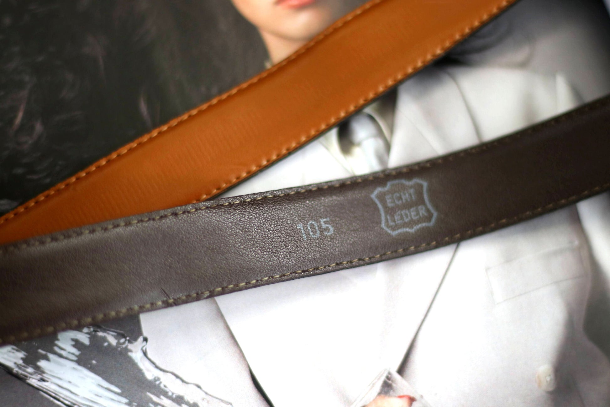 90s Minimalist brown leather belt| Vintage classic capsule wardrobe belt with silver colored buckle