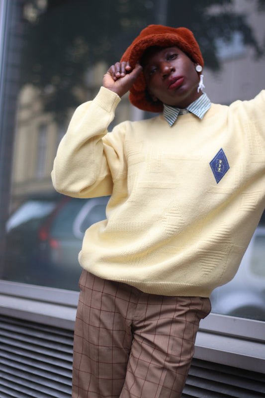 Vintage Frank Alex knit Sweater| 90s Woolen Winter Chic white sweater | Handknit long sleeved sweater