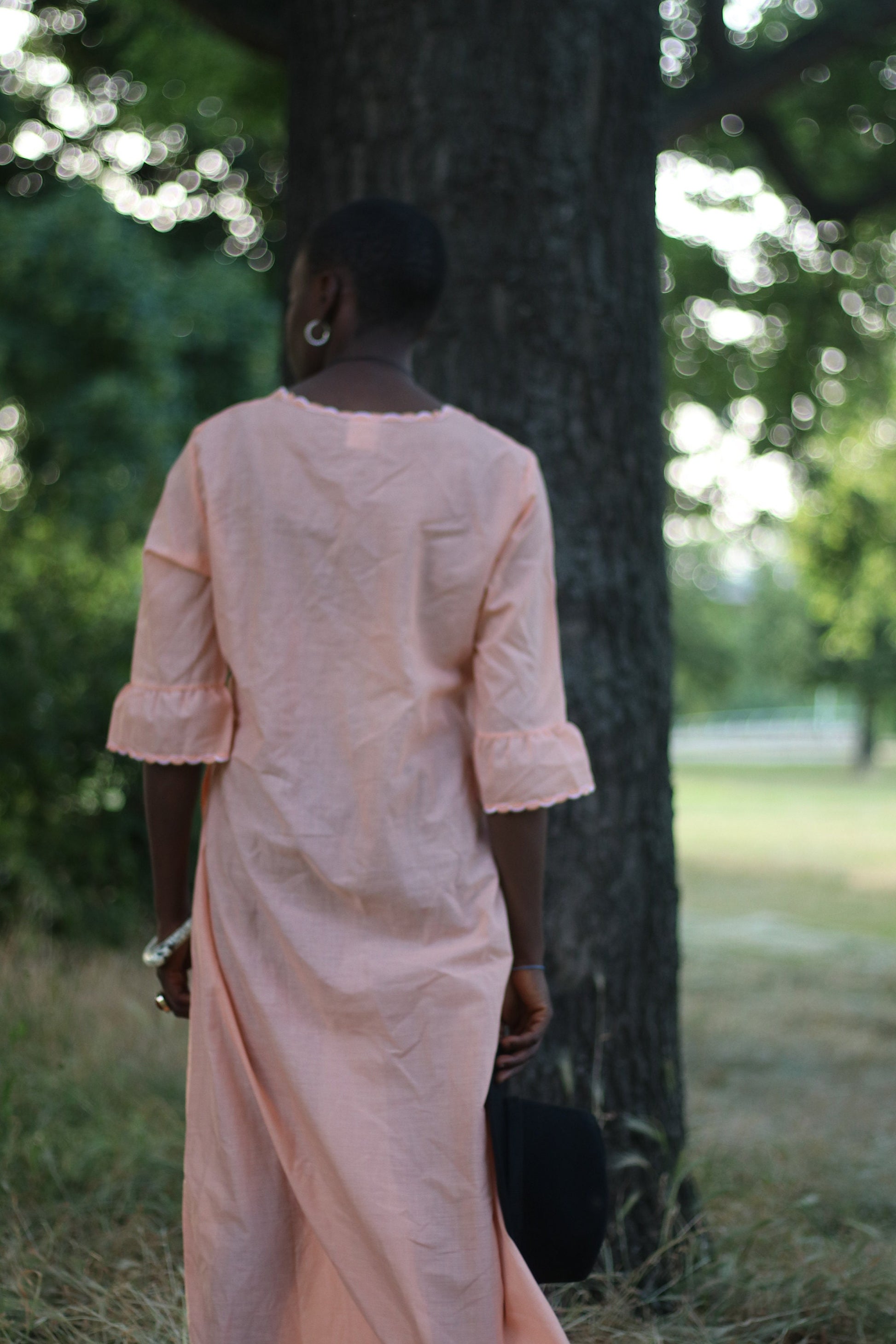 Vintage 70s Orange Maxi Dress| Bohochic Elegant Short Sleeved Retro Dress| Floral embroidered short sleeved maximalism sheer dress
