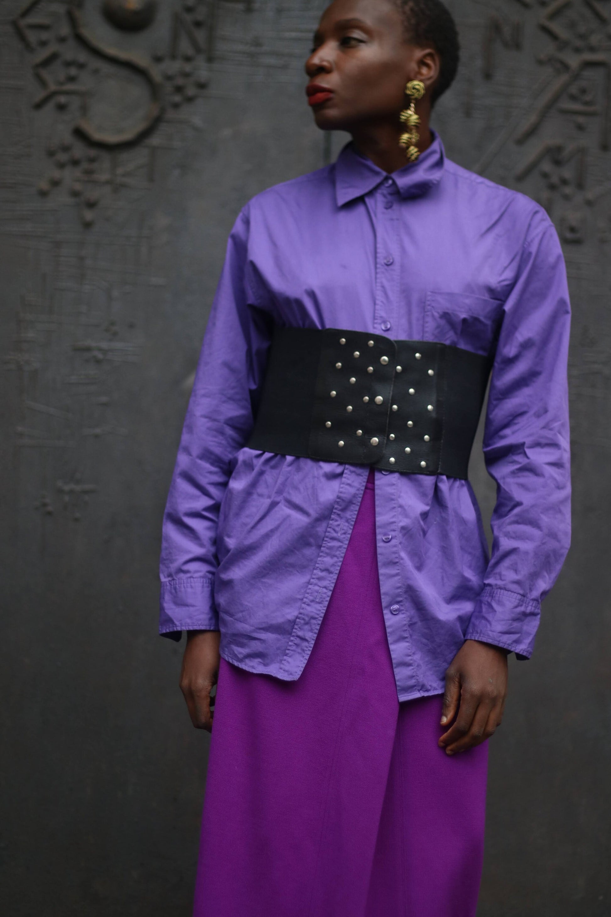 ESCADA by Margarethe Ley Purple Skirt | 80s bold Designer Skirt|  Minimalist Capsule Wardrobe skirt