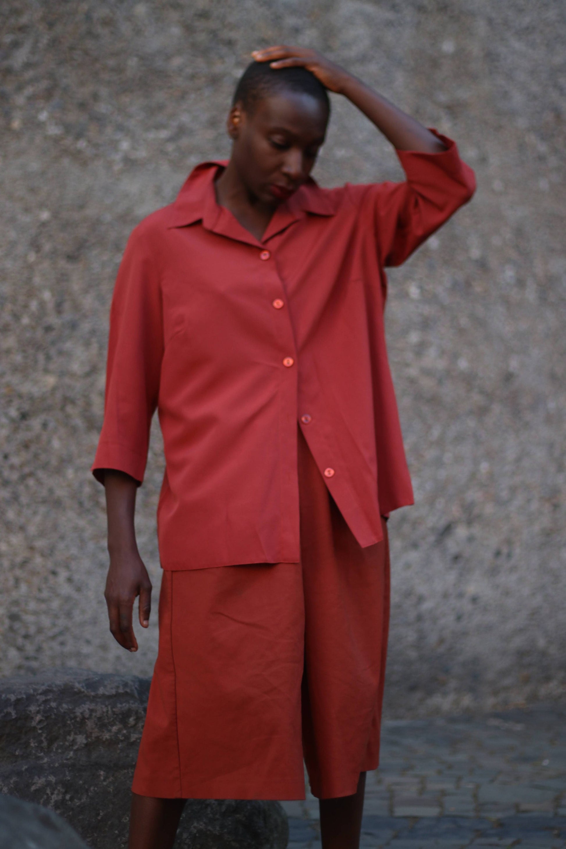 90s Orange Blouse| Vintage Minimalist half-sleeved blouse| Capsule wardrobe Office Chic