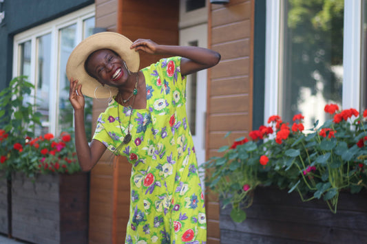 80s light green floral dress| Vintage maximalist bold summer dress| Colorful midi dress