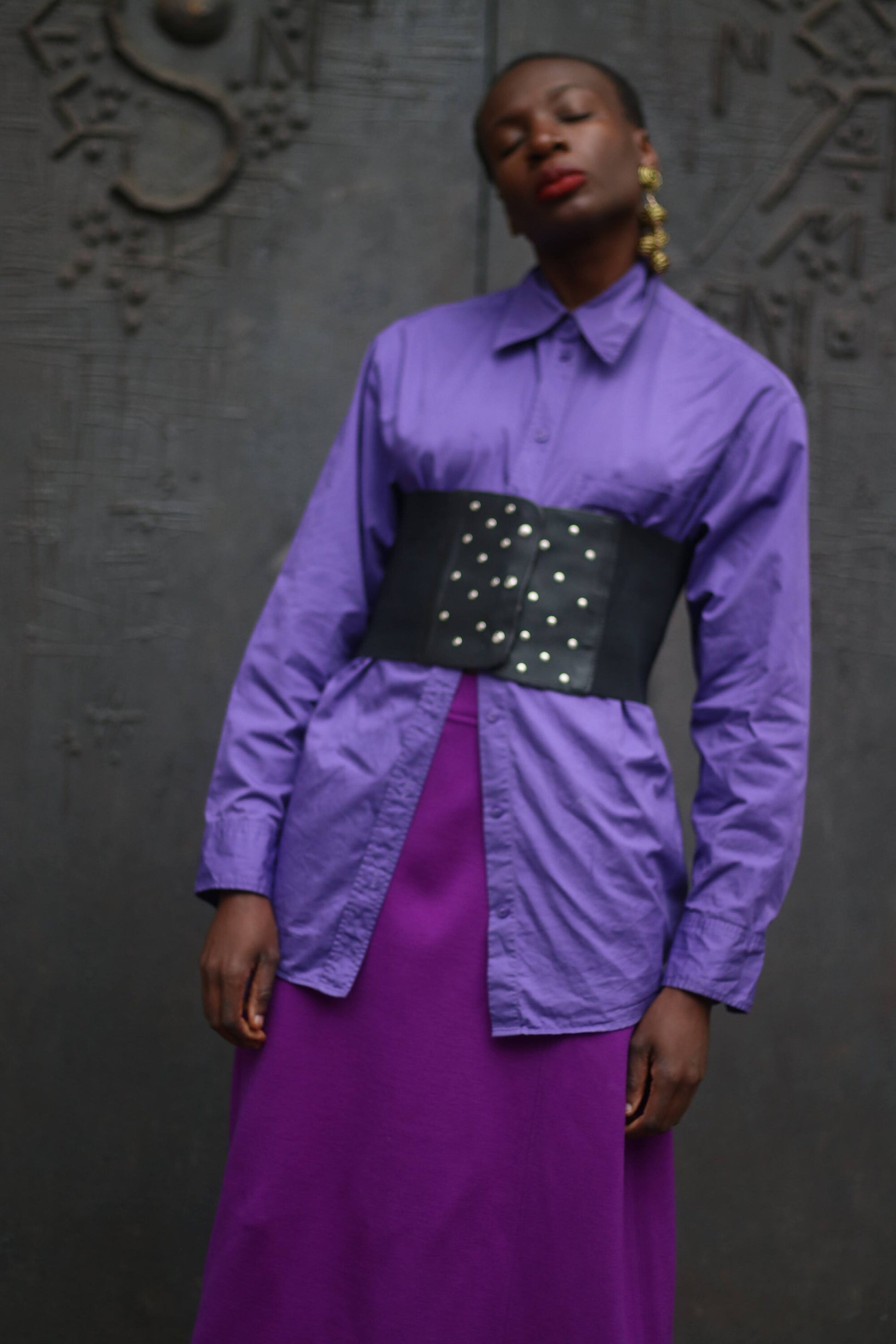 ESCADA by Margarethe Ley Purple Skirt | 80s bold Designer Skirt|  Minimalist Capsule Wardrobe skirt