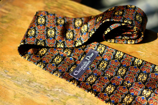 70s Christian Dior Cravate Silk Tie | Vintage heritage necktie in red| Menswear unisex suiting up accessory