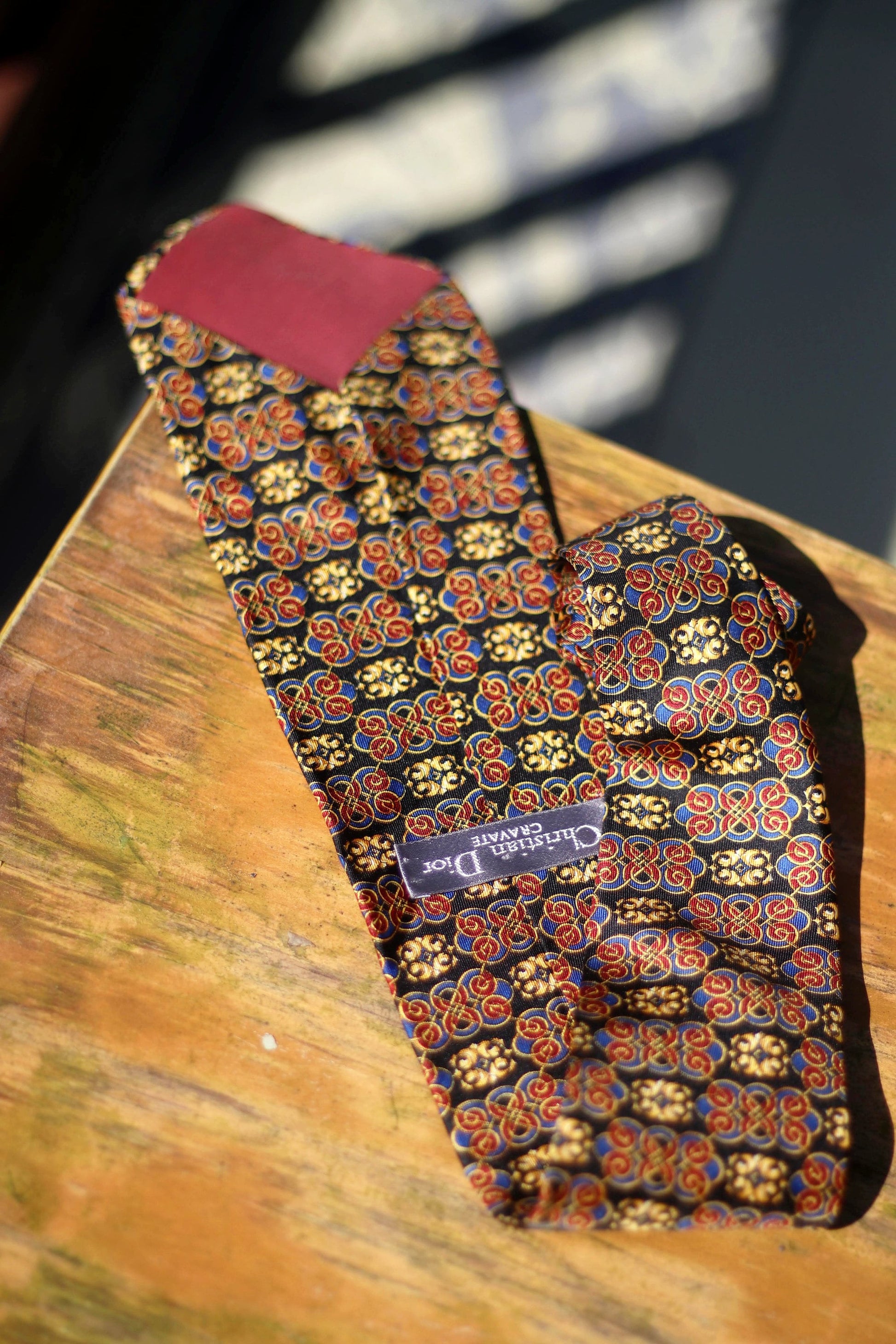 70s Christian Dior Cravate Silk Tie | Vintage heritage necktie in red| Menswear unisex suiting up accessory