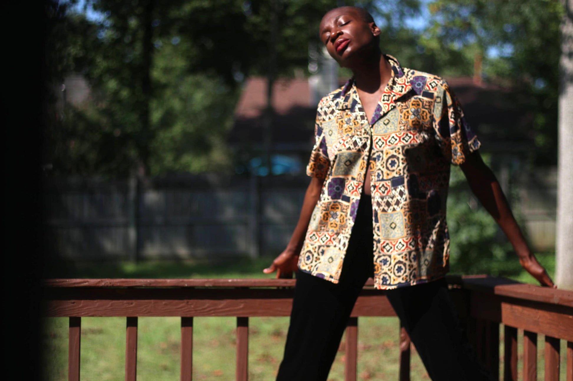 Notations Abstract Print Brown Blouse| 80s Vintage ethnic print shirt| Maximalist buttoned down print design