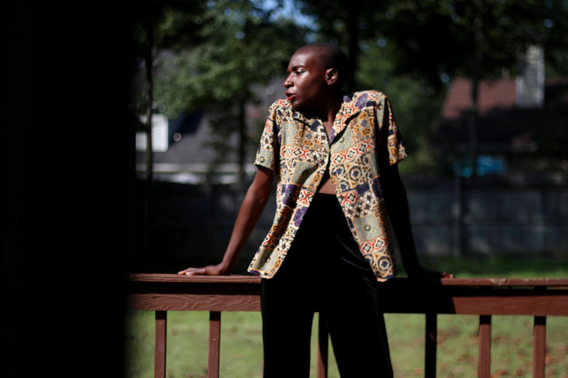 Notations Abstract Print Brown Blouse| 80s Vintage ethnic print shirt| Maximalist buttoned down print design