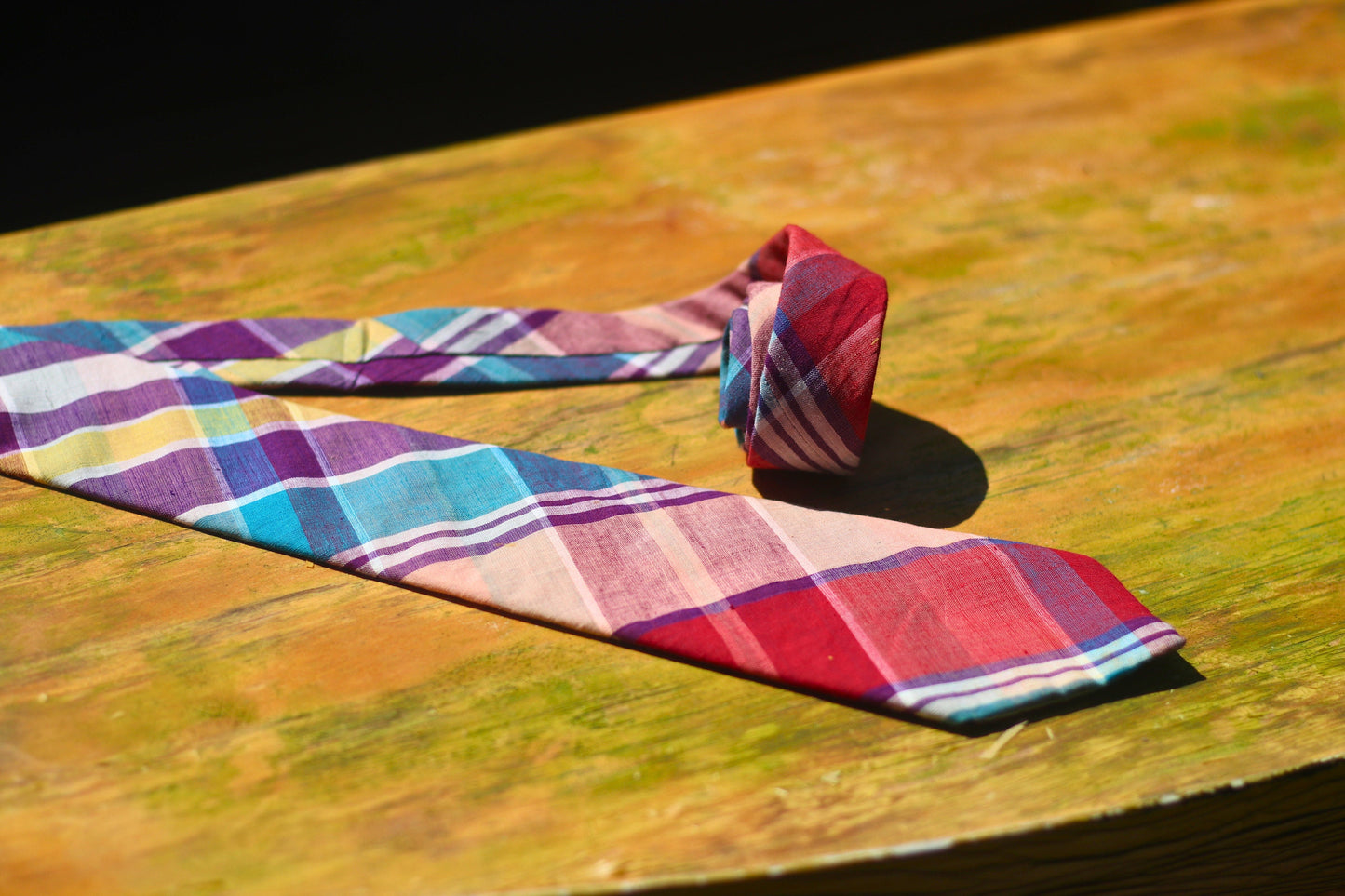Robert Stewart Plaid Cotton Tie | Vintage checkered necktie| Unisex Suiting up accessory | y2k Men's Designer Maximalist red and cream tie