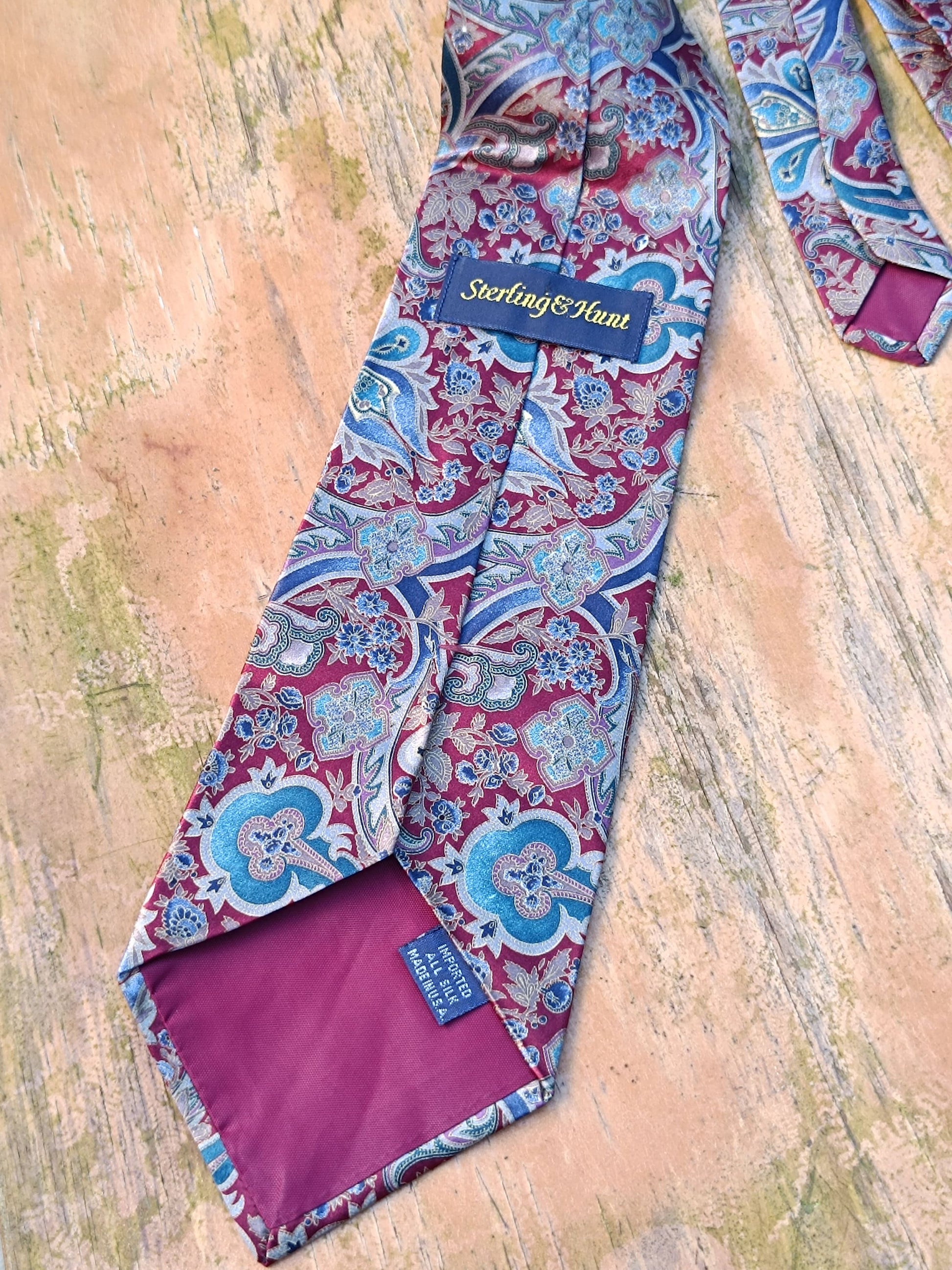 Vintage Sterling & Hunt Silk Tie| Paisley whimsical pint multicolored necktie| Maximalist men's designer tie| Unisex androgynous fashion