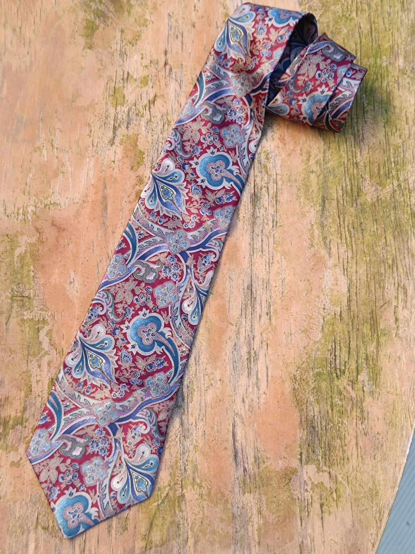 Vintage Sterling & Hunt Silk Tie| Paisley whimsical pint multicolored necktie| Maximalist men's designer tie| Unisex androgynous fashion