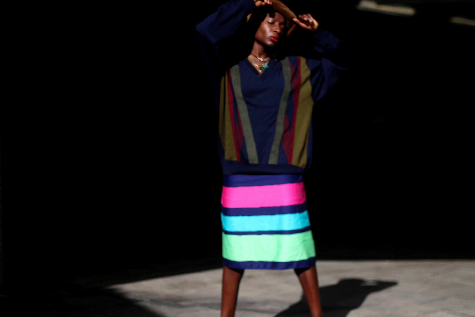 90s Masque sweater| Vintage Striped hipster multicolored knit| Unisex v neck| long sleeved sporty wool pullover