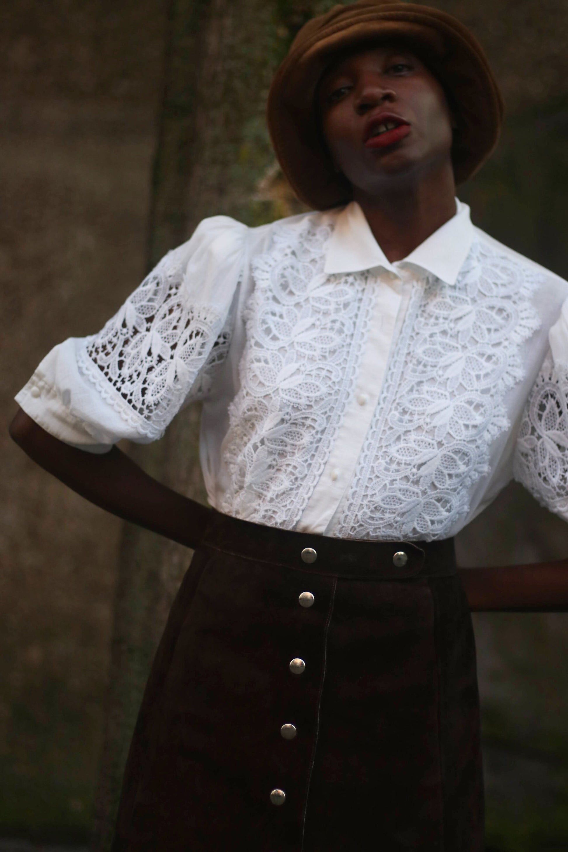 Spranger Modell Blouse | Vintage Cottage Core White Blouse| Feminine Country Chic design with floral cut outs.