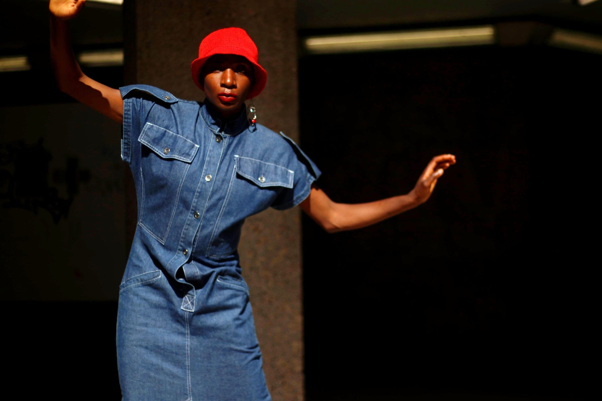 90s denim dress| Vintage military-inspired blue denim dress| Minimalist avantgarde streetstyle hero jeans dress.