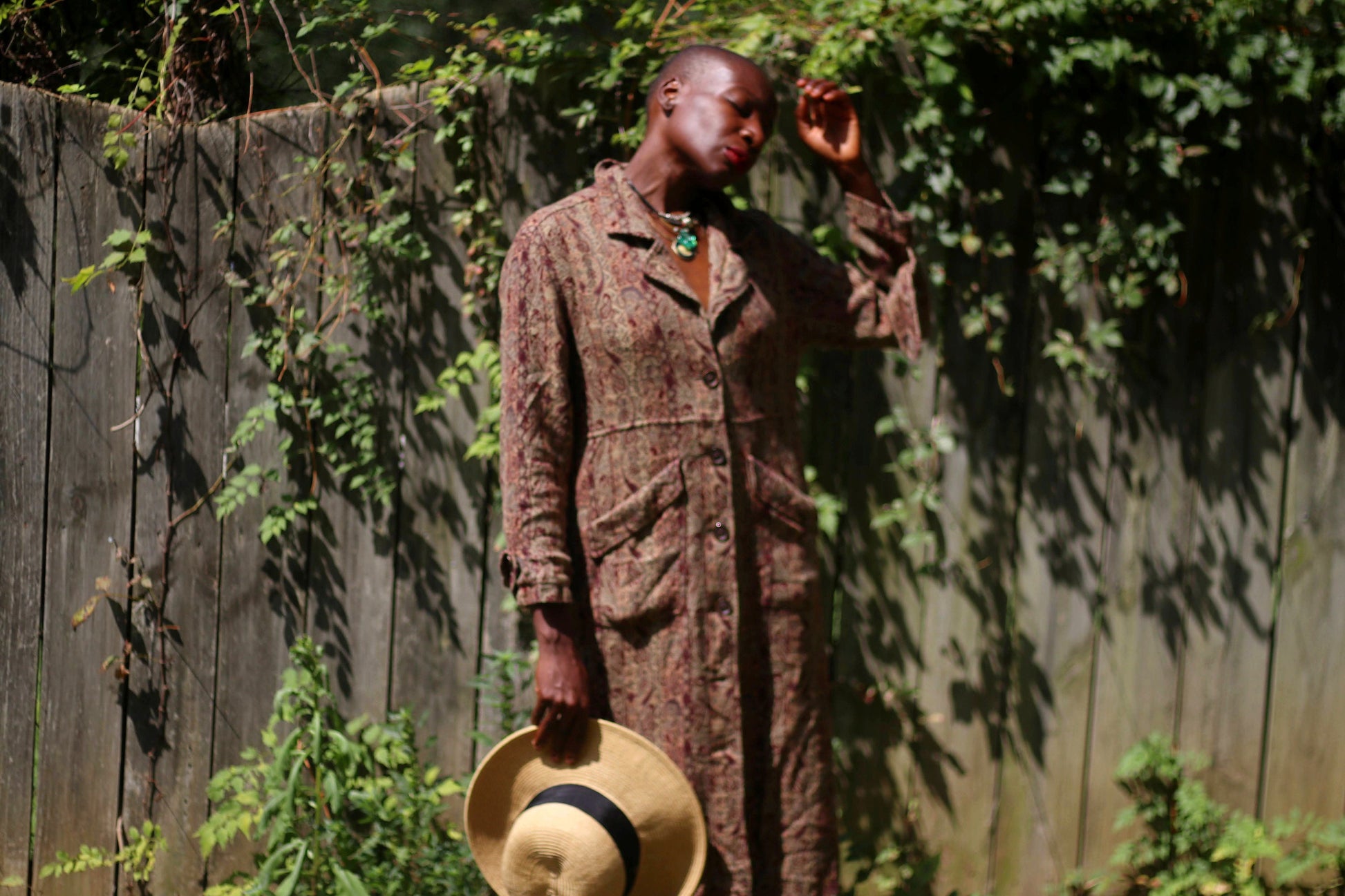 Vintage Paisley Print Dress| 90s J.Jill Autumn Brown buttoned down dress with pockets| Ethno Chic long sleeved dress