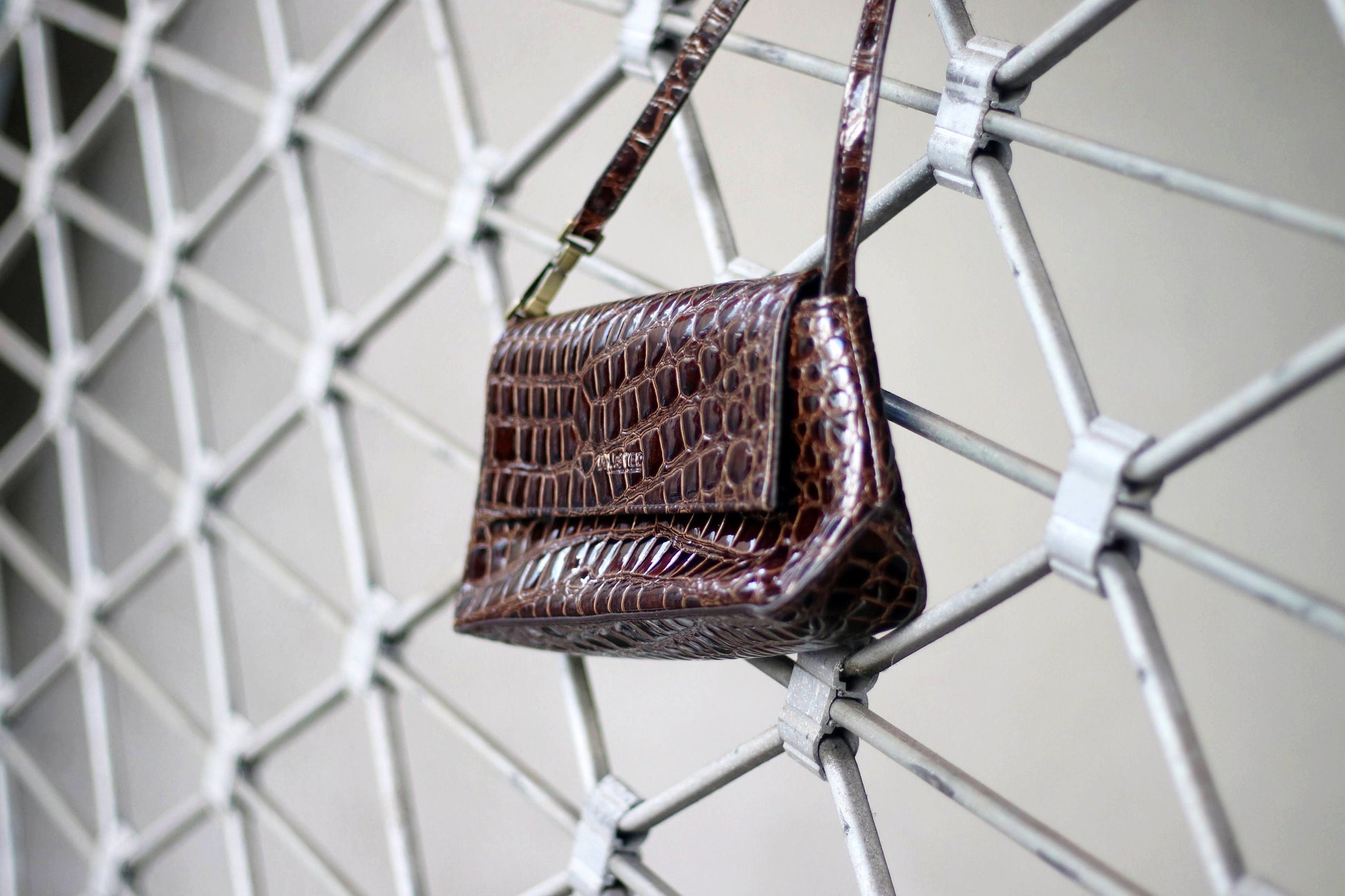Y2k Kenneth Cole Unlisted brown bag | Vintage minimalist faux exotic mini bag| Compact purist faux leather bag