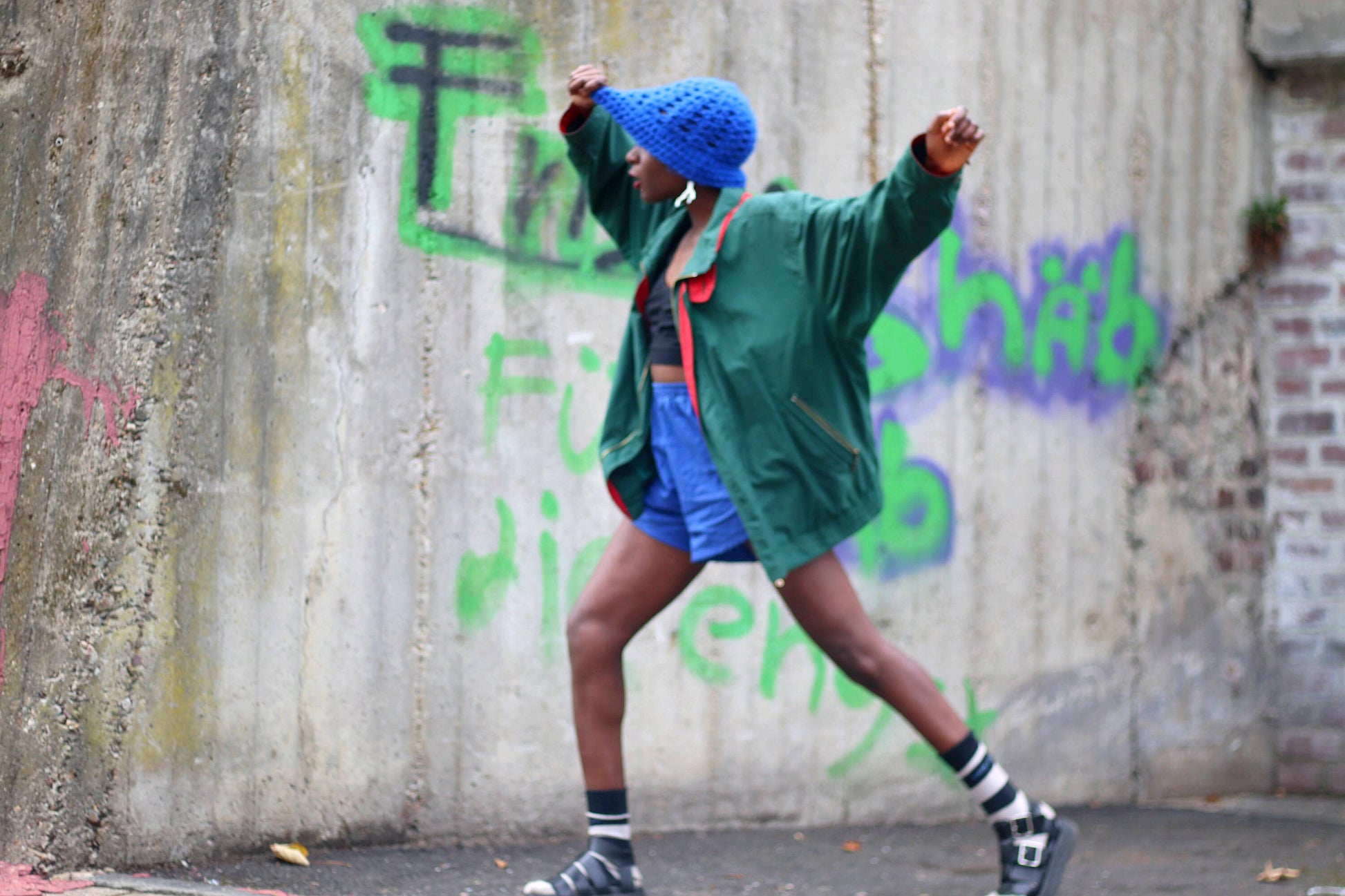 90s Tracksuit Jacket |Vintage green sporty coat with red details |
