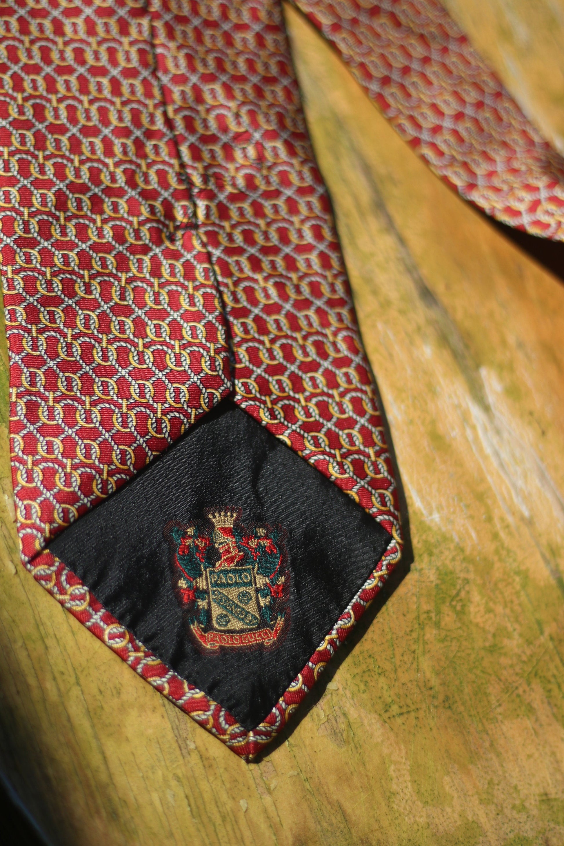 70s Paolo Gucci Silk Tie |Vintage heritage necktie in red| Designer Menswear tie| Unisex silk accessory| Gift for him