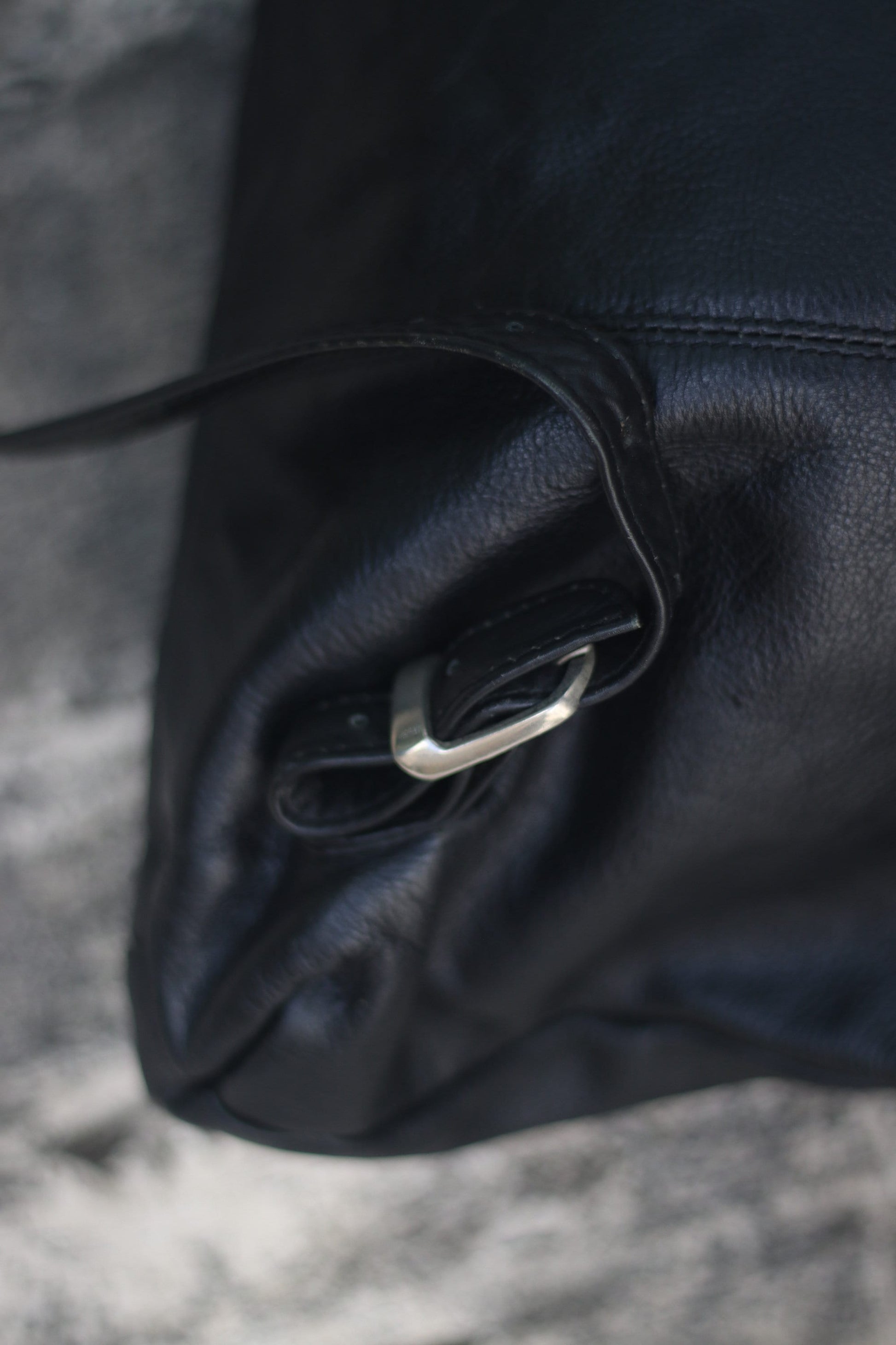 y2k leather backpack | Vintage black compact off duty bag| Purist minimalist backpack bag