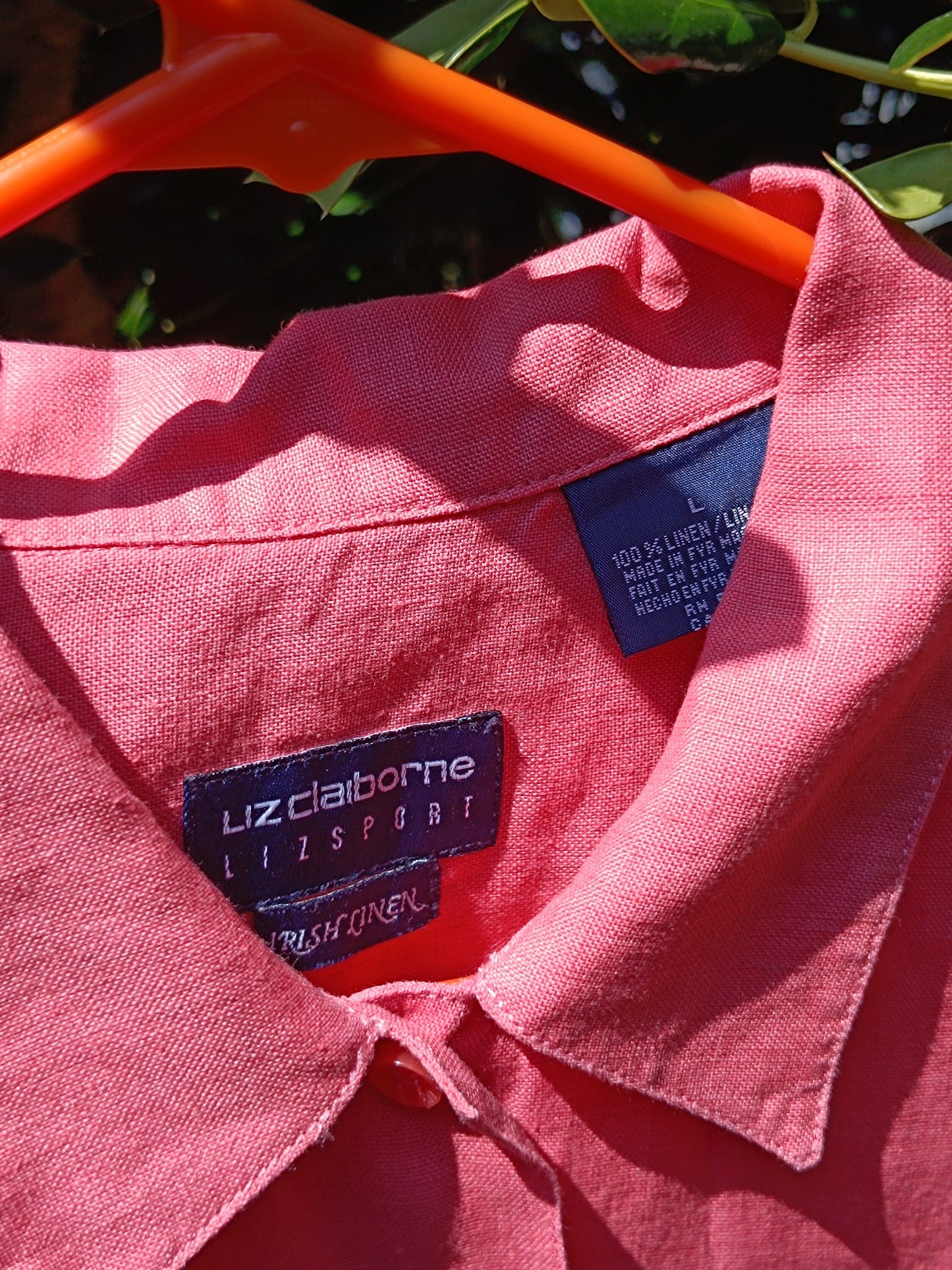 90s Liz Claiborne Linen Blouse| Pastel Pink Blouse| Minimalist Lightweight Summer Shirt