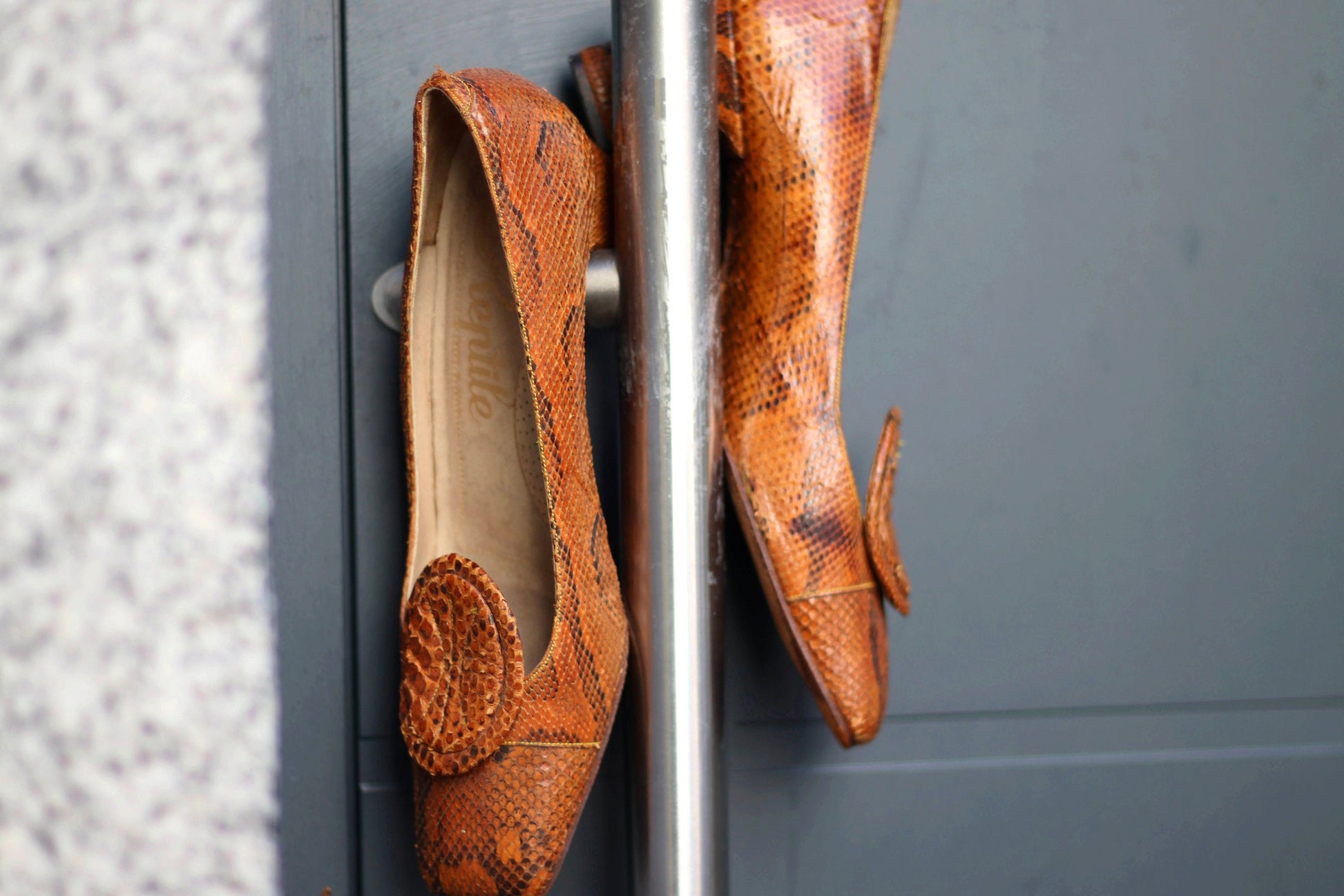 70s Brown Pumps| Vintage Genuine exotic skin print Heels| Vintage feminine glamorous pumps made in spain
