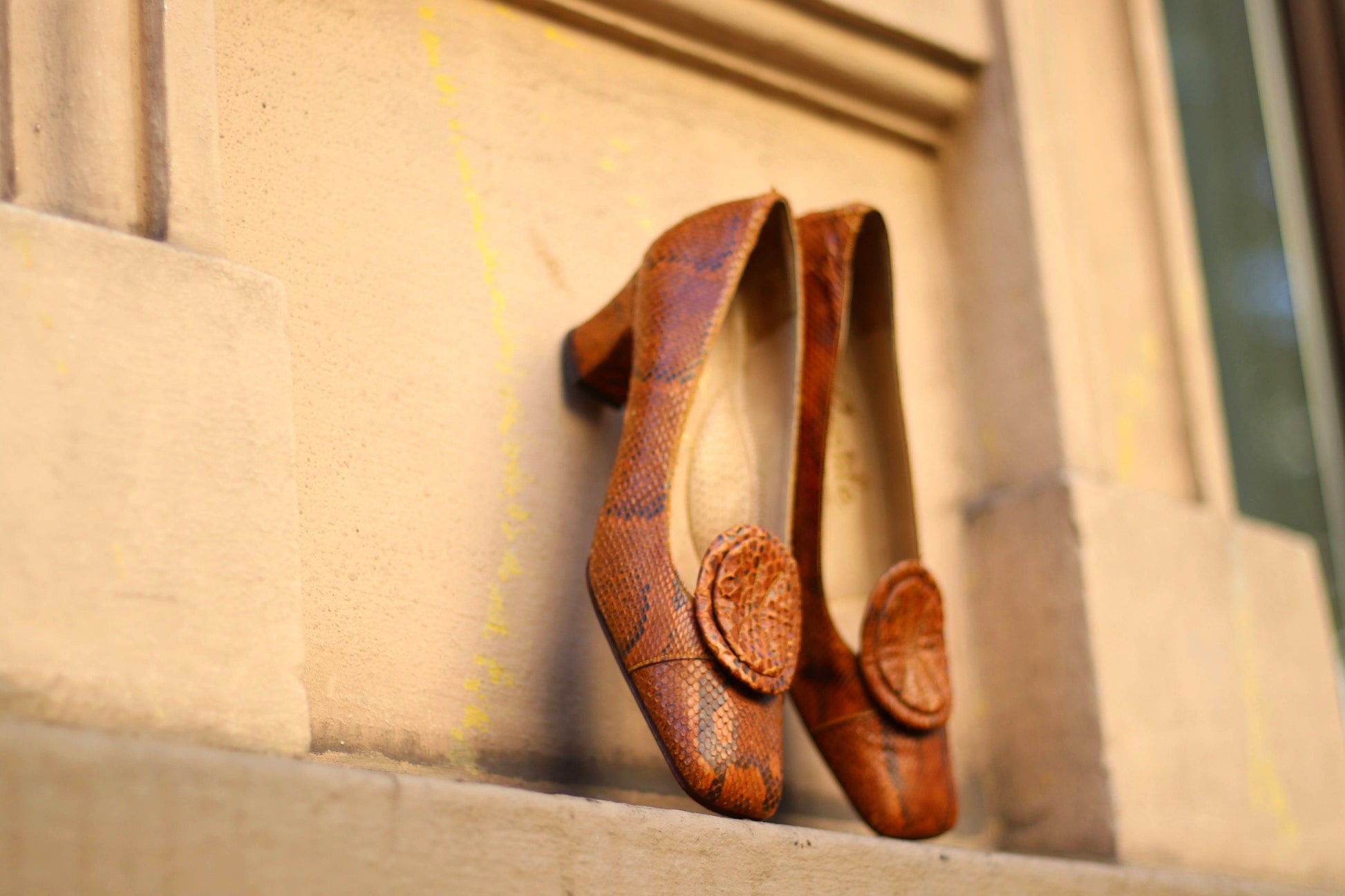 70s Brown Pumps| Vintage Genuine exotic skin print Heels| Vintage feminine glamorous pumps made in spain