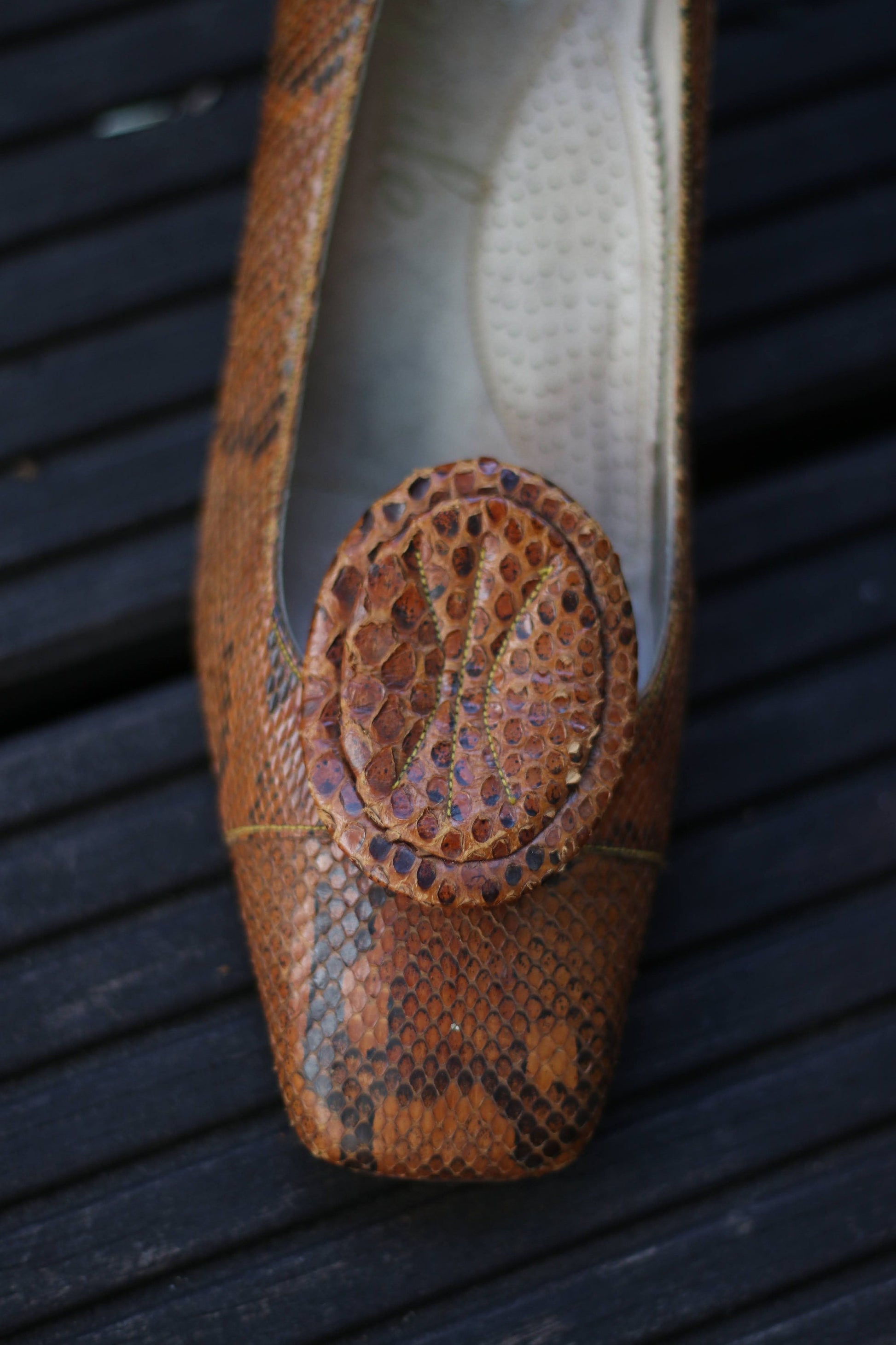 70s Brown Pumps| Vintage Genuine exotic skin print Heels| Vintage feminine glamorous pumps made in spain