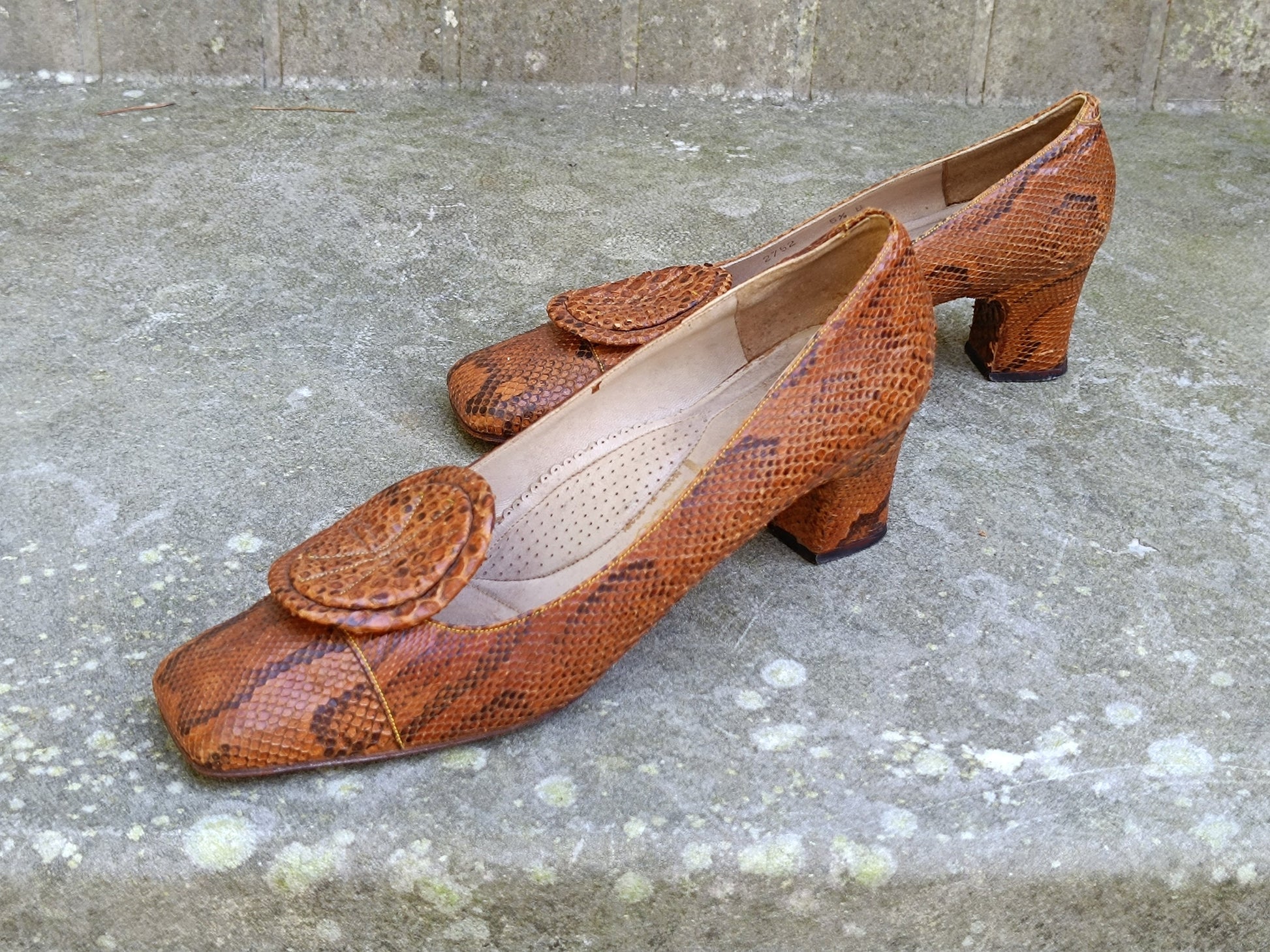 70s Brown Pumps| Vintage Genuine exotic skin print Heels| Vintage feminine glamorous pumps made in spain