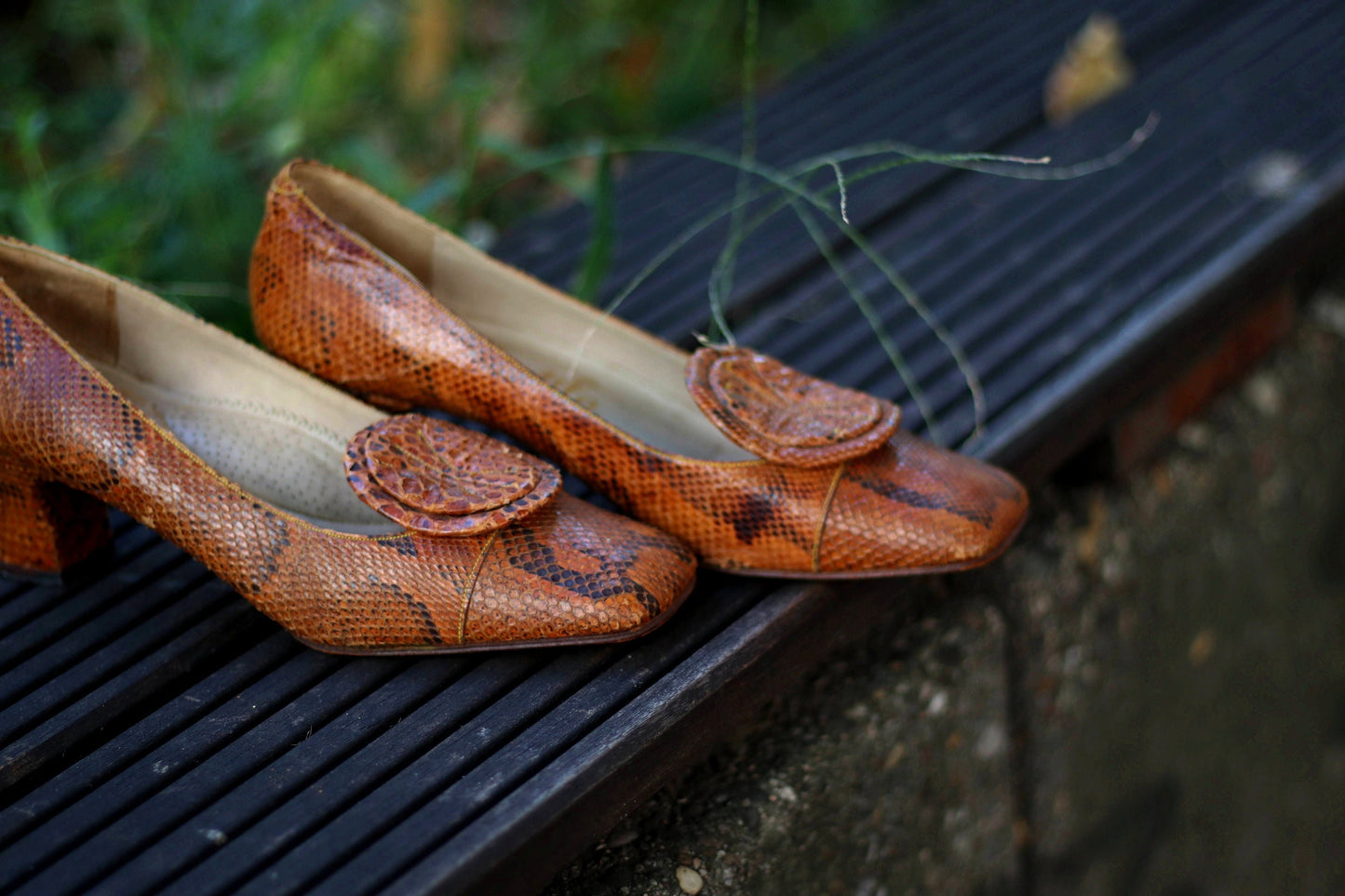 70s Brown Pumps| Vintage Genuine exotic skin print Heels| Vintage feminine glamorous pumps made in spain