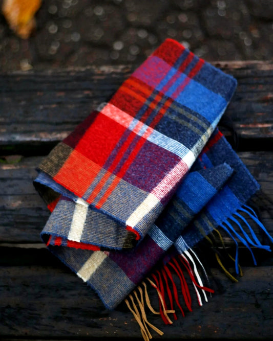 Vintage Checkered Red Scarf| Multi Colored Winter accessory