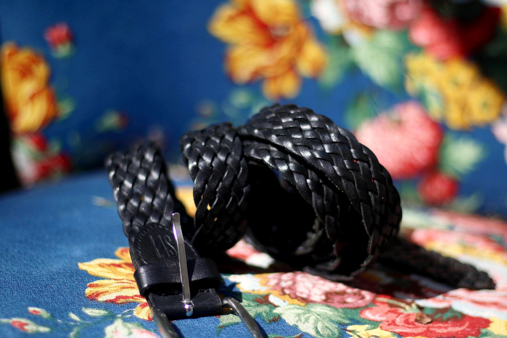 90s Black Woven Leather Belt | Vintage Bohemian Designer belt | Minimalist capsule collection belt| Schuchard & friese belt