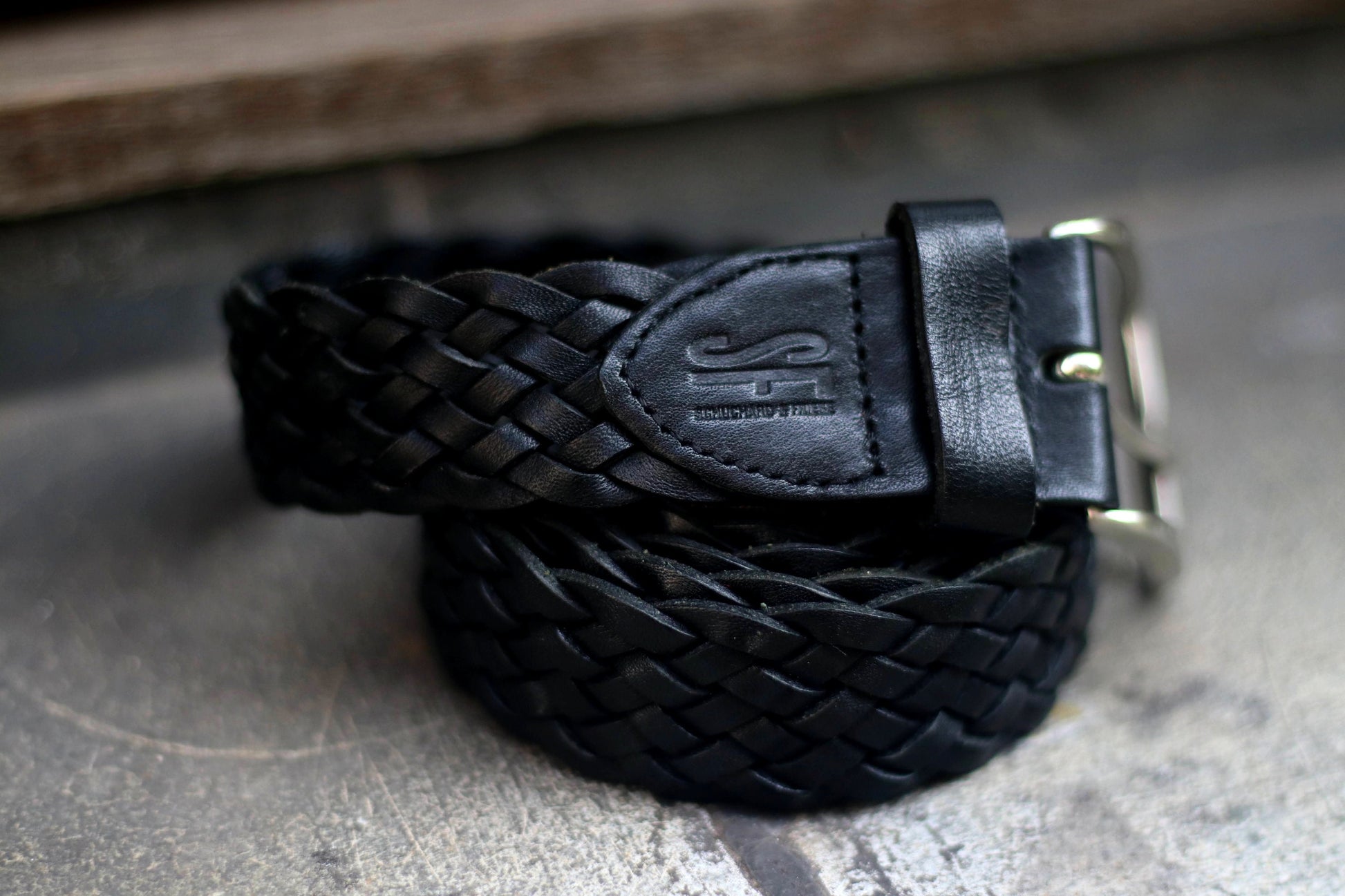 90s Black Woven Leather Belt | Vintage Bohemian Designer belt | Minimalist capsule collection belt| Schuchard & friese belt