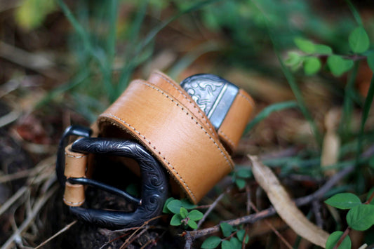 70s Brown leather Belt |Vintage western inspired belt | cowgirl country belt