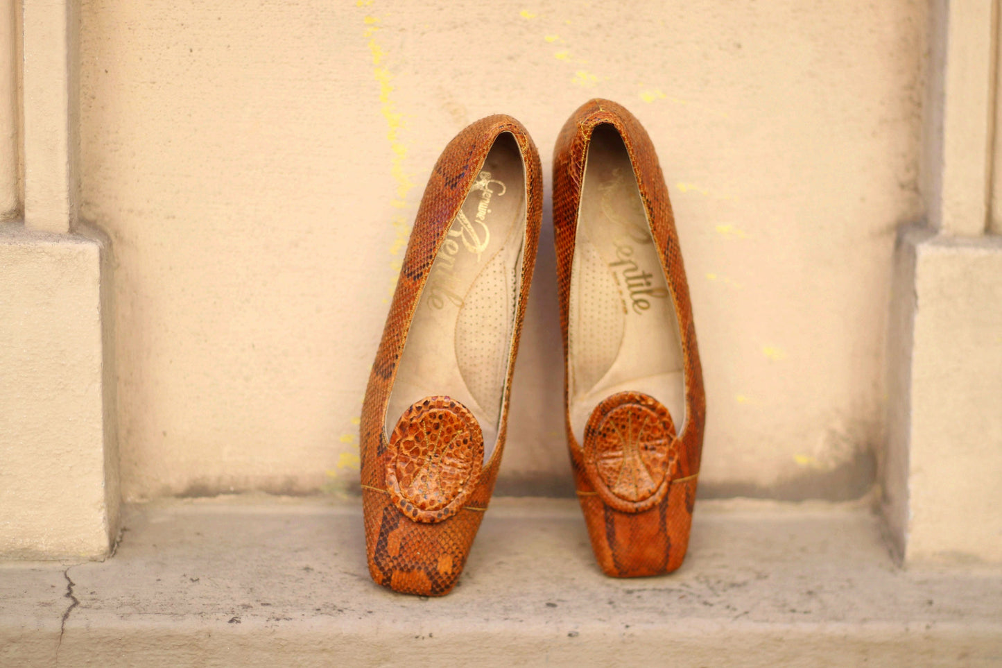 70s Brown Pumps| Vintage Genuine exotic skin print Heels| Vintage feminine glamorous pumps made in spain