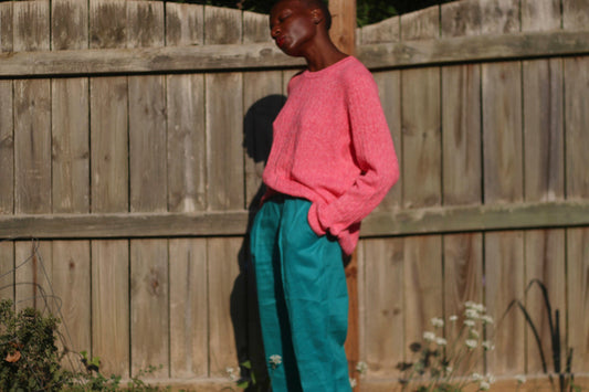 Vintage Kim Rogers Sweater| 90s pink long sleeved winter knit