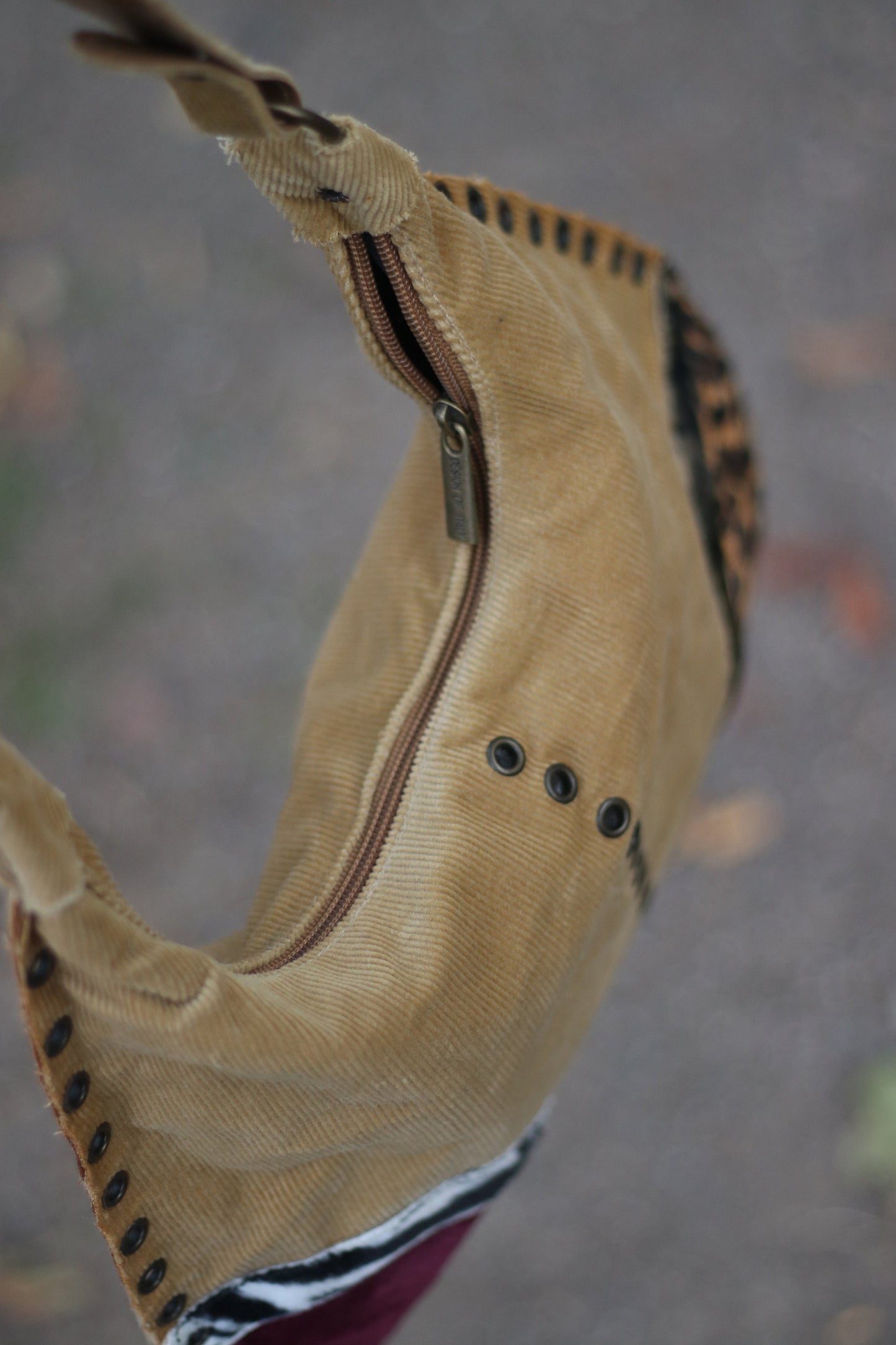 Vintage Patchwork Bag| Y2K kitch brown canvas handbag| Streetstyle rave bag