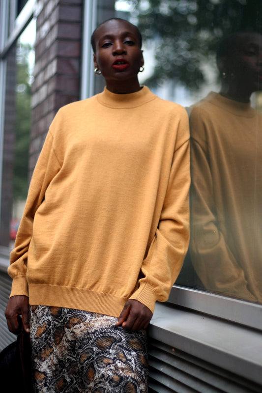 Vintage mustard sweater| 80s Maertz Wool Turtleneck| Minimalist winter knit