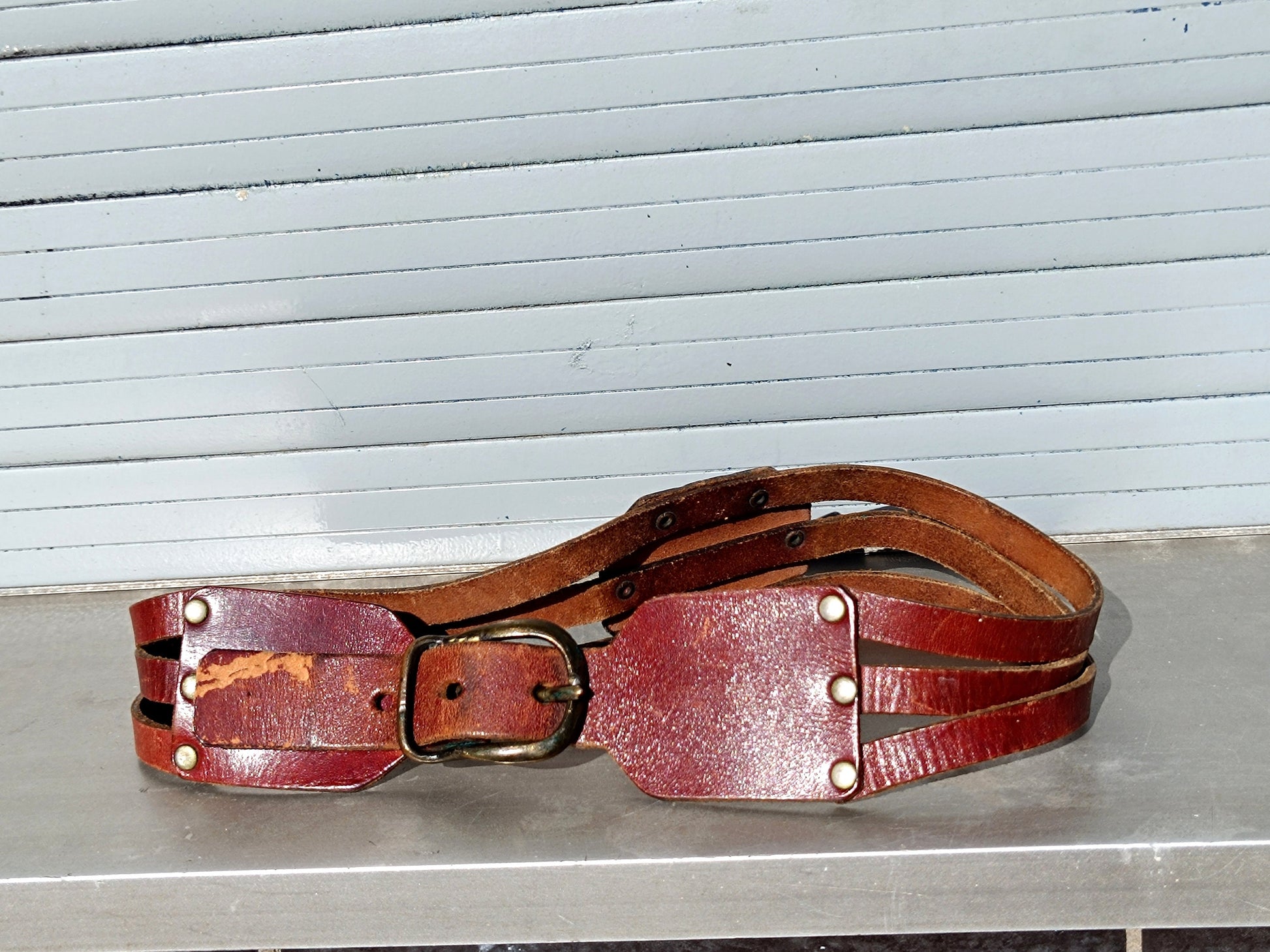 70s leather waistbelt| Vintage Feminine retro Brown Leather belt | Avant garde minimalist belt