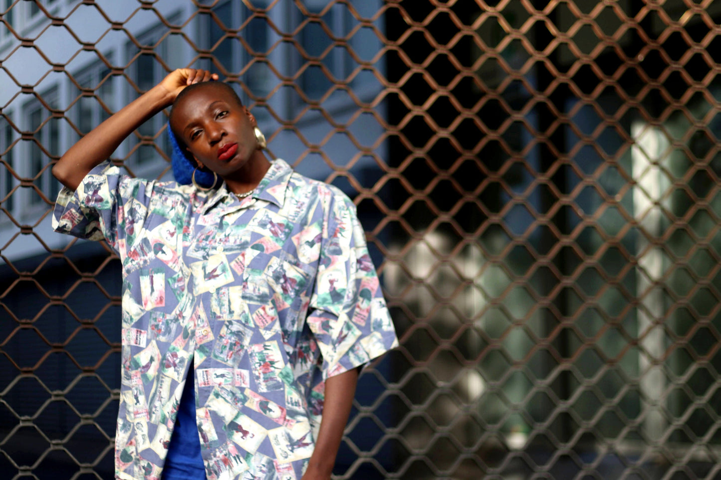 90s Cutter & Buck Golf Shirt| Vintage Buttoned-down crazy pattern blouse| Short sleeved streeetsyle design