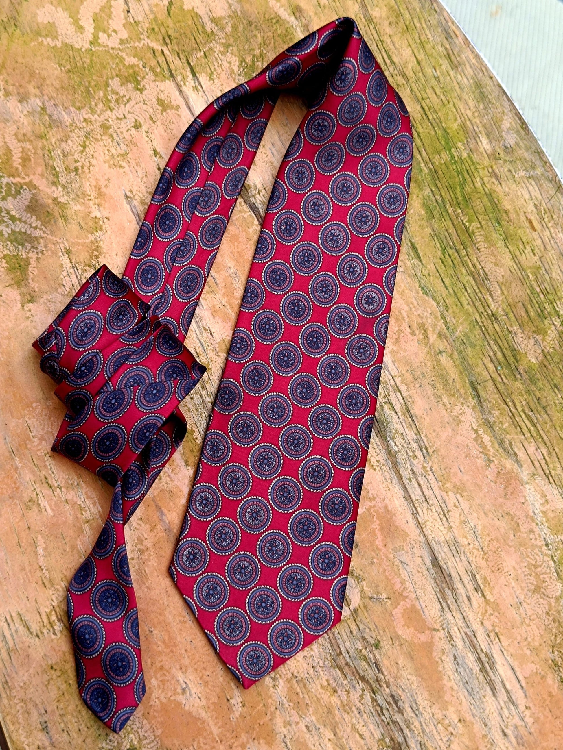 90s Daniel Hechtner Paris tie Paris Silk Tie | Paisley Print Blue tie