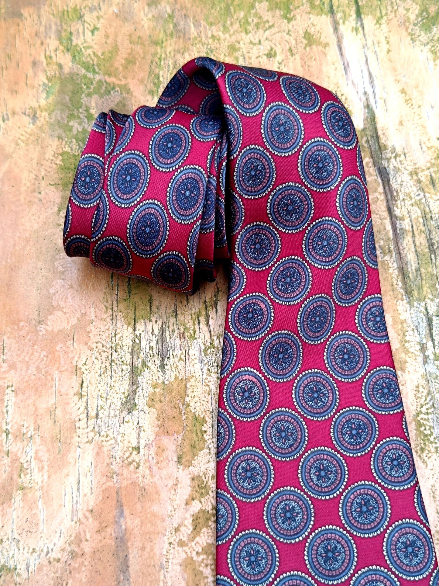 90s Daniel Hechtner Paris tie Paris Silk Tie | Paisley Print Blue tie