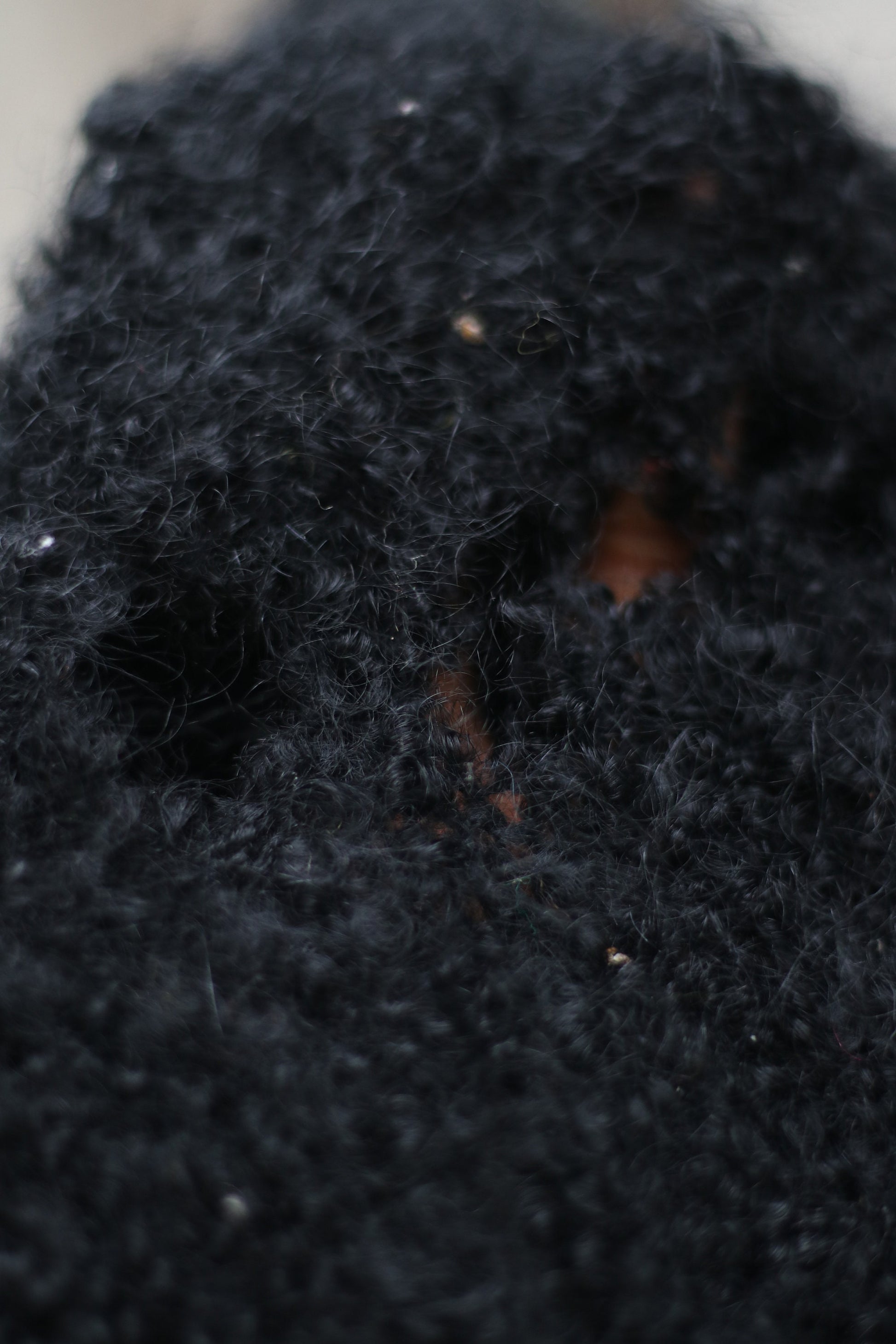70s Fuzzy handmade Sweater| Vintage Black Striped Winter Knit| Long sleeved crew neck sweater