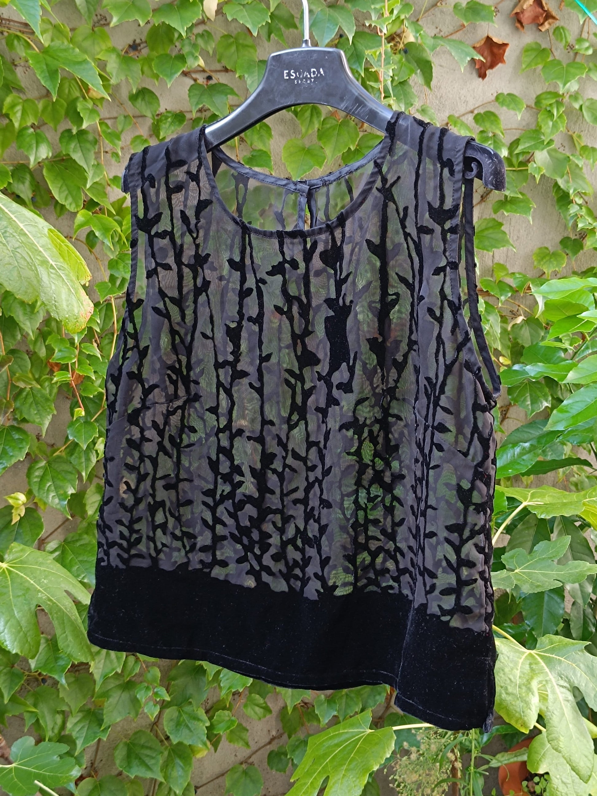 90s Sheer Top| Vintage Black Gothic Inspired o Blouse| Opulent velvet optic blend festive top| Dark Glamour Design