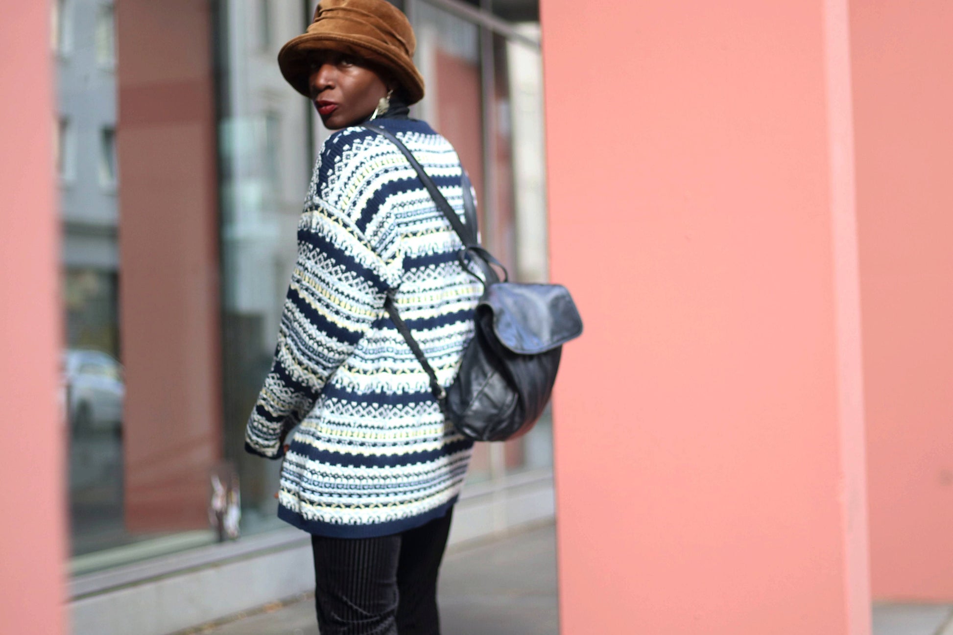 90s knitted sweater| Vintage cozy striped long sleeved knit in blue, white and yellow| Chunky knit minimalist jumper