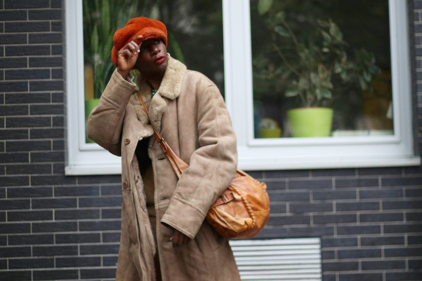 70s Shearling Coat| Vintage Brown Unisex Winter Coat| Oversized Minimalist Bohemian Outerwear