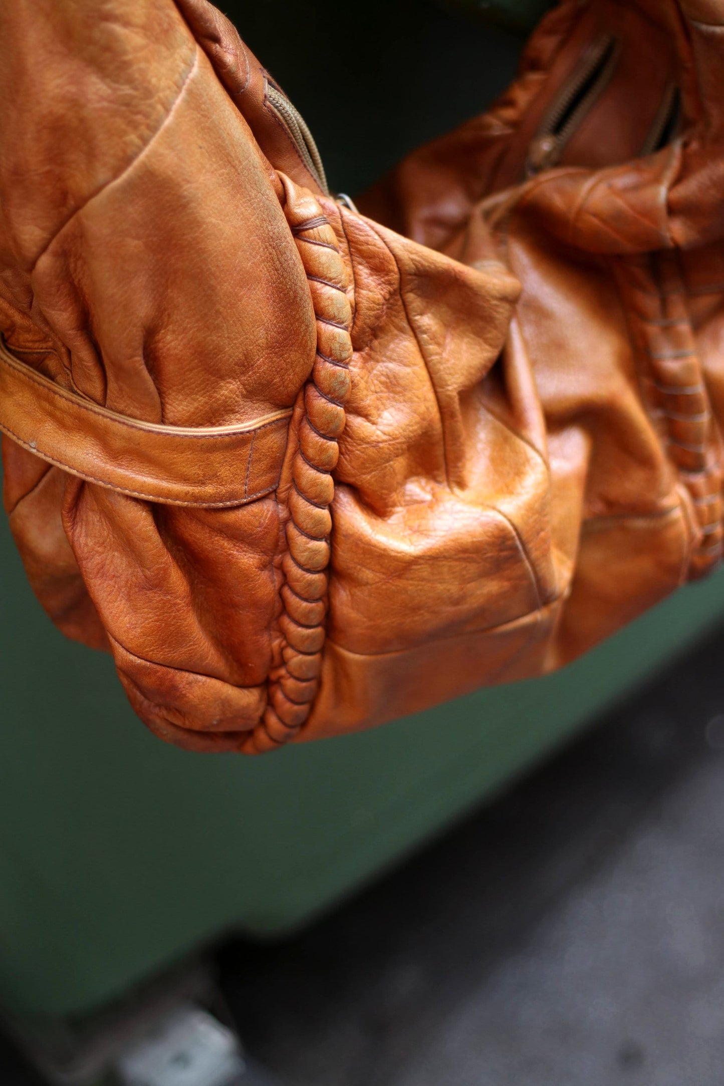 90s Brown Hobo Bag| Vintage Leather Crossbody bag| Bohemian shoulder bag with Woven Details