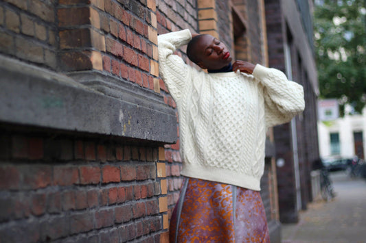 90s Irish chunky knit Sweater| Vintage Woolen Cableknit Chic white jumper | Cozy long sleeved sweater