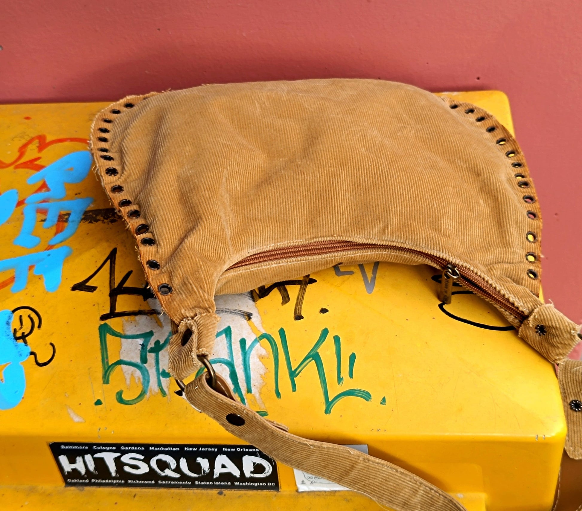 Vintage Patchwork Bag| Y2K kitch brown canvas handbag| Streetstyle rave bag